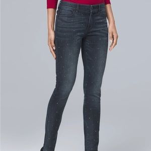 WHBM studded (Grey) skinny jeans.
